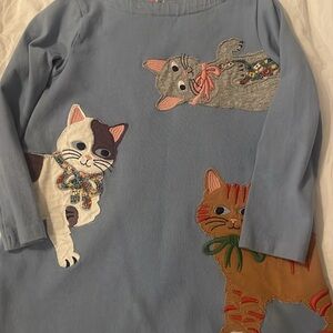 Mini Boden Blue Dress with Cat Appliqués
